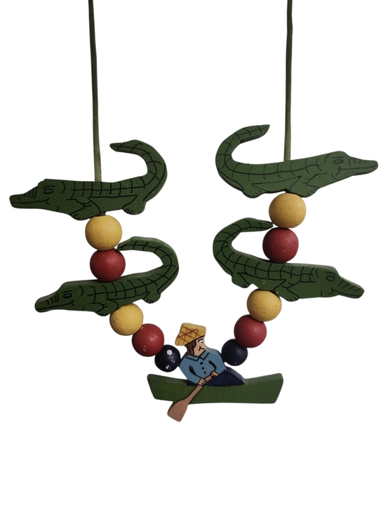 Jewelry - Alligator Wood Beaded Cord Necklace